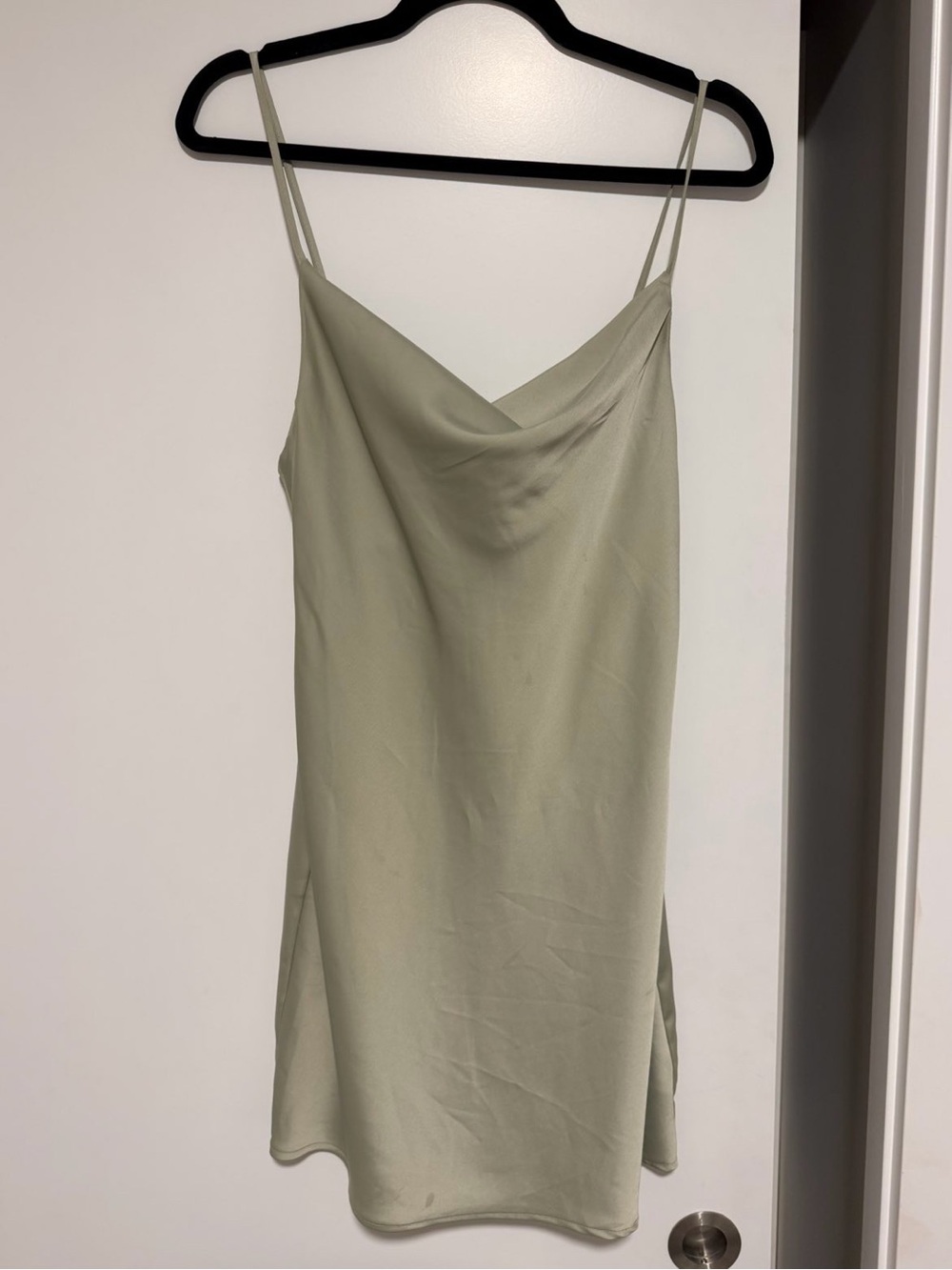 Satin URBAN OUTFITTERS Slip Dress in Sage Green